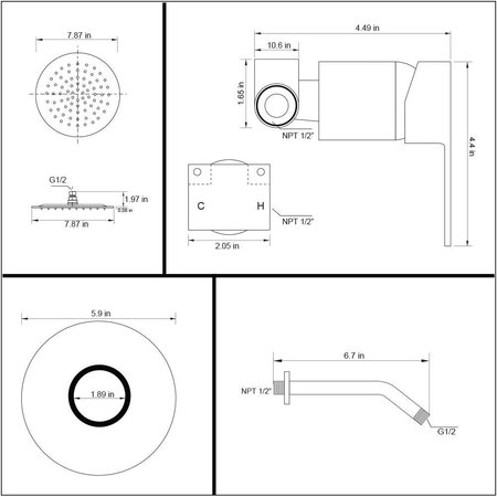 American Imaginations 11-in. W Shower Kit_ AI-36208